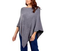 Womens Check Printed Ladies Stretch Knitted Collared Cape Wrap Shawl Jumper Poncho Top (Star Charcoal)