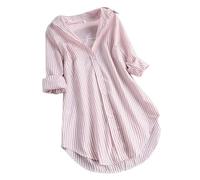 Women's Checked Blouse, Gingham Shirts for Women UK Plaid Shirt Long-Sleeved Blouse Button Up Shirts Ladies Linen Tops Loose Fit with Pocket Yellow XL