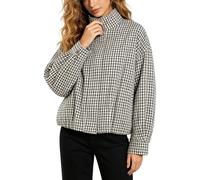 Women's Checked Bomber Jacket Stand-Up Collar Long Sleeve Flight Jacket | Women'S Zip Up Jacket Bomber Gingham Jacket With Pockets Stand Collar Long Sleeve Lightweight Woven Gingham Fabric