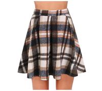 Women's Checked Mini Skirt, Plus Size Skirt Women High Waist Casual Slim Fit Classic Chic And Elegant Everyday Vintage Passe-Partout Regular Fit Skirts Streetwear