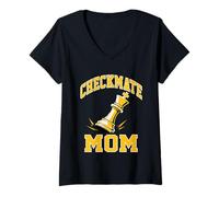 Women's Checkmate Mom Varsity Chess King Athletic V-Neck T-Shirt