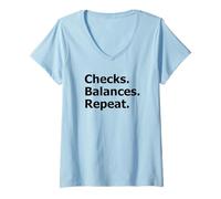 Women's Checks Balances Repeat Constitutional V-Neck T-Shirt