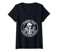 Women's Cheer Dad Surviving Comp Weekend Skeleton Coffee Fathers Day V-Neck T-Shirt