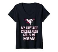Womens Cheer My Favorite Cheerleader Calls Me Mama Xmas V-Neck T-Shirt