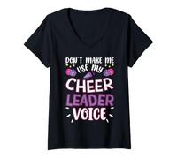 Women's Cheerleading Funny Cheerleader Don't Make Me Use My Voice V-Neck T-Shirt