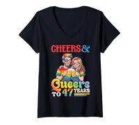 Women's Cheers and Queers to 47 Years Old Pride 47th Birthday V-Neck T-Shirt