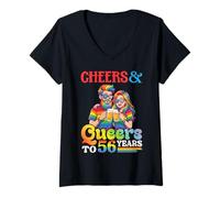 Women's Cheers and Queers to 56 Years Old Pride 56th Birthday V-Neck T-Shirt