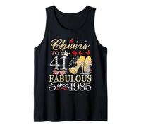 Womens Cheers to 41 Fabulous Since 1985 41st Birthday Queen Tank Top