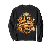 Womens Cheers to 42 Years Old EST 1984 42nd Birthday Queen Sweatshirt