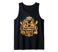 Womens Cheers to 54 Years Old EST 1972 54th Birthday Queen Tank Top
