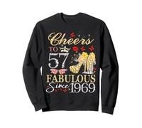 Womens Cheers To 57 Fabulous Since 1969 57th Birthday Queen Sweatshirt