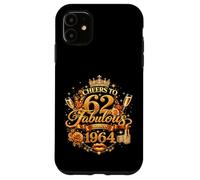Womens Cheers to 62 Years Old EST 1964 62nd Birthday Queen Case for iPhone 11