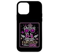Womens Cheers to 64 Years Old EST 1990 64th Birthday Queen Case for iPhone 12 mini