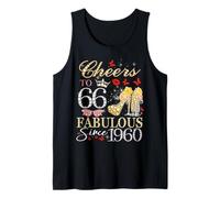Womens Cheers to 66 Fabulous Since 1960 66th Birthday Queen Tank Top