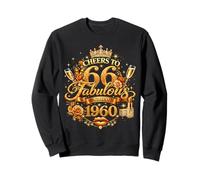 Womens Cheers to 66 Years Old EST 1960 66th Birthday Queen Sweatshirt