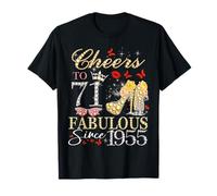 Womens Cheers to 71 Fabulous Since 1955 71st Birthday Queen T-Shirt
