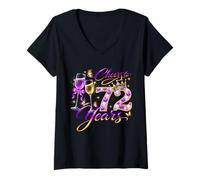 Women's Cheers to 72 Years Old Wedding Anniversary 72nd Birthday V-Neck T-Shirt