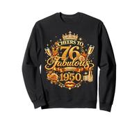 Womens Cheers to 76 Years Old EST 1950 76th Birthday Queen Sweatshirt