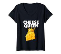 Womens Cheese Queen Funny Foodie Crown - Cheese Lover V-Neck T-Shirt