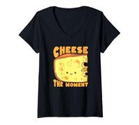 Women's Cheese The Moment Cute Food Pun Lover V-Neck T-Shirt