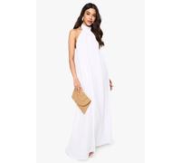 Womens Cheesecloth Halterneck Maxi Dress - White - 10, White