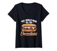 Womens Cheesesteak Philly Vacay Food Need All Philly Cheesesteak V-Neck T-Shirt