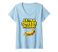 Women's Cheesy Bread Lover Extra Cheese Funny Food Humor V-Neck T-Shirt