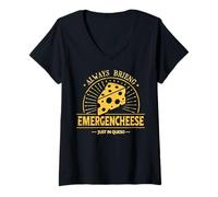 Women's Cheesy Pun Design with Triple Funny Cheese Joke V-Neck T-Shirt