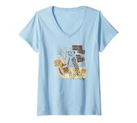 Womens Cheetah Collage Run Wild Run Free Big Cats Animal Print V-Neck T-Shirt