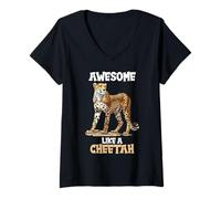 Women's Cheetahs Awesome Like a Cheetah V-Neck T-Shirt
