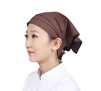Women's Chef Barista Hat - Adjustable Triangular Kitchen Headscarf Solid Color Baker Cook Uniform Turban Bandanna for Japanese Restaurant Waitstaff Waitress (Coffee,1pc)