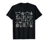 Womens Chef Gift Modern Baking Kitchen Utensil Line Art Mom T-Shirt