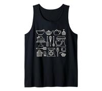 Womens Chef Gift Modern Baking Kitchen Utensil Line Art Mom Tank Top