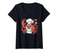 Womens Chef Job Cook Seafood Lover Crab Fun V-Neck T-Shirt