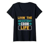 Womens Chef Living The Assistant Cook Life Funny Assistant Cook V-Neck T-Shirt