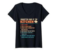 Womens Chef Unwritten Laws of The Kitchen Chefs Odd Cooking V-Neck T-Shirt