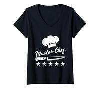 Womens Chefs Master Chef Gastronomy Chef Funny Cook V-Neck T-Shirt