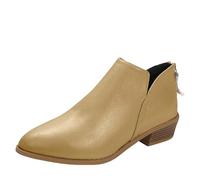 Womens Chelsea Boots Wide Fit Ladies Suede Boots Tan Size 7 Western | Winter Boot Low Heel Slip On Moon Boot Essentials Casual Shoes Plus Size Cowboots Arch Support Snowboots Autumn And Winter