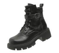 Womens Chelsea Boots,Womens Goth Boots Fashion Ladies Thick Bottom Belt Buckle Retro Short Boots Plus Size Waterproof Wellington Boots CMK82