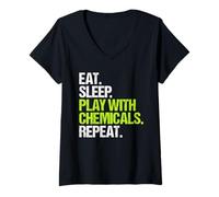 Women's Chemist Eat Sleep Routine V-Neck T-Shirt
