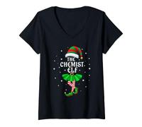 Women's Chemist Elf Christmas Family Matching Xmas Group Funny V-Neck T-Shirt