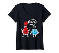 Womens Chemist Science Teacher Chemistry Student Chemical Reaction V-Neck T-Shirt