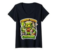 Women's Chemistry Teacher Creature Funny Monster Educator Chemist V-Neck T-Shirt