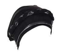Women's Chemo Turban Braid Headgear Beanie Hat Sun Protection Head Cancer Patients Hair Loss Sleep Cap Soft Comfortable Pre-Tied Hood for Chemotherapy Women, O Black, One size