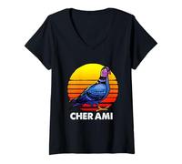 Women's Cher Ami World War Hero Carrier Pigeon V-Neck T-Shirt