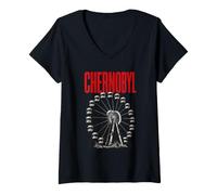 Women's Chernobyl Pripyat Ferris Wheel Soviet History V-Neck T-Shirt