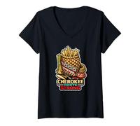 Women's Cherokee Roots Strong Indigenous Heritage Power V-Neck T-Shirt