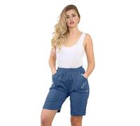Womens Cherry Berry Pull On Shorts, Ladies 1/2 Length Plain Stretch Fit Elasticated Waist Summer Hot Pants, Plus Size 10-20 (Indigo, 14)