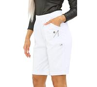 Womens Cherry Berry Shorts - Ladies Plain Capri Length Stretch Fit Pull On Elasticated Waist Summer Crop hot Pants Short Pants Plus Size UK 10-20 (White, 12)