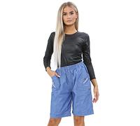 Womens Cherry Berry Shorts - Ladies Plain Capri Length Stretch Fit Pull On Elasticated Waist Summer Crop hot Pants Short Pants Plus Size UK 10-20 (Denim, 12)